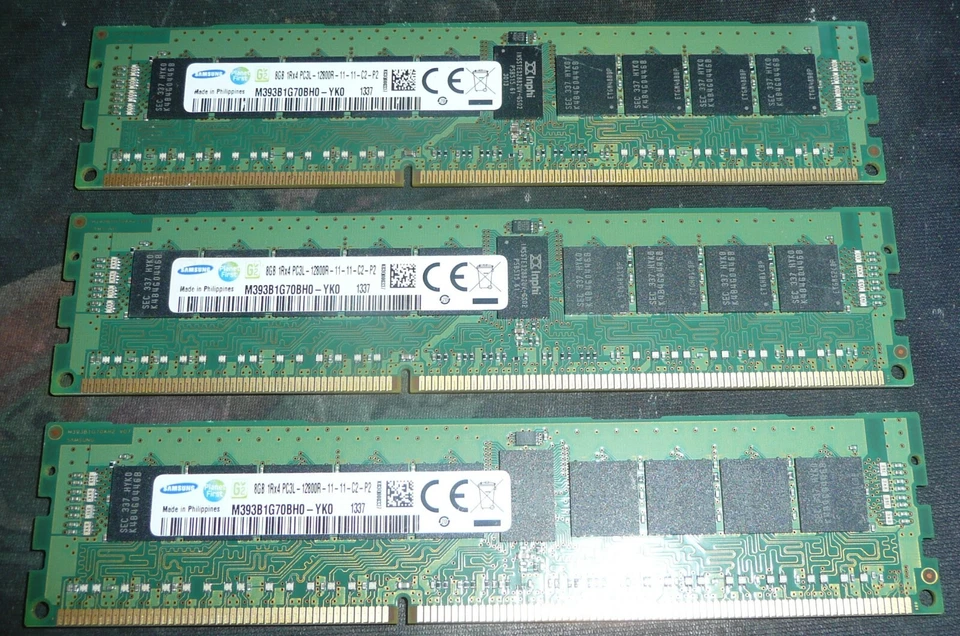 Samsung 24GB (3 x 8GB) PC3-12800R DDR3 Registered Server Memory M393B1G70BH0-YK0 - Image 1 of 1