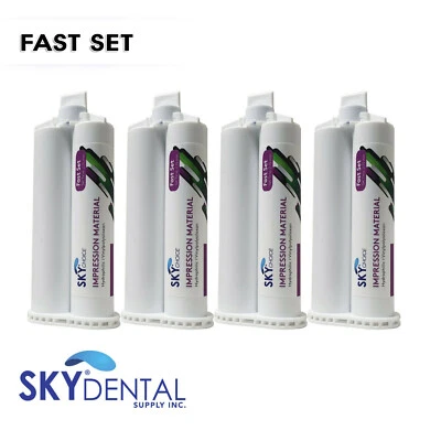 SKY CHOICE Fast SET Dental VPS Impression Material 50ml Cartridges LIGHT MEDIUM HEAVY 4/pk