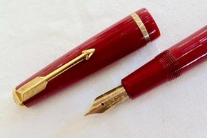 PARKER DUOFOLD SENIOR BURGUNDY 1956 AEROMETRIC FILLER, FULLY RESTORED & SERVICED - Picture 1 of 14