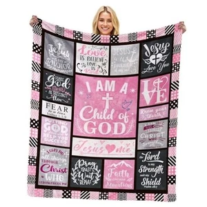 Bible Blanket Religious Gifts for Women I Am A Child of God 50X60 Throw Chirst5 - Picture 1 of 8
