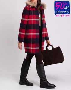 RRP€780 WOOLRICH 3in1 Coat XL Alpaca Mohair & Wool Blend Down Gilet Raccoon Fur - Picture 1 of 12