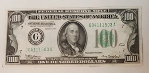 1934 $100 UNCIRCULATED Bill us paper money - Picture 1 of 2