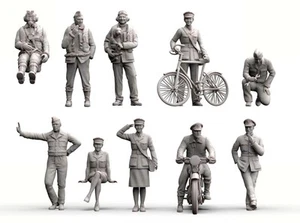 3D Druck 1/72 Britische Piloten und Bodenpersonal 10 Personen Modell unbemalt - Bild 1 von 3