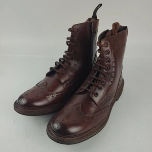 Harrykson London braune Lederstiefel mit Schnürsenkeln & Reißverschluss Größe 8 - Bild 1 von 11