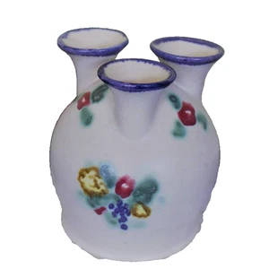 Bud Vase Handmade Pottery Clouds Folsom 1985 3 Stem Unique Design - Picture 1 of 6