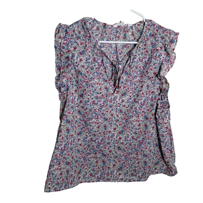 Blusa para mujer BB Dakota Steve Madden XXL floral cuello en V manga corta con volantes Foto 1 de 4