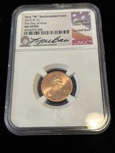 2019 W Lincoln Shield Cent FDOI Lyndall Bass UNCIRCULATED MS 69 Red Couple Spots - Picture 1 of 5
