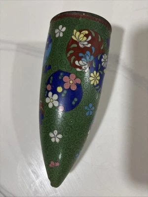 Antique Japanese Cloisonné Wall Pocket. Vase With Flowers - Image 1 of 4
