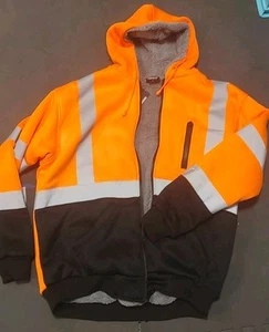 FONIRRA Mens High Visibility Safety ANSI Lined Fleece Hoodie Sweatshirt XL - Picture 1 of 4