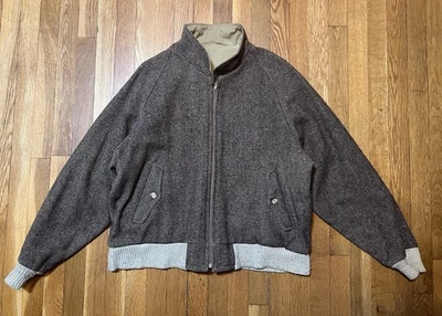 Vintage Woolrich Jacket Mens XL Wool Tweed Bomber Reversible Khaki Made USA - Image 1 of 4