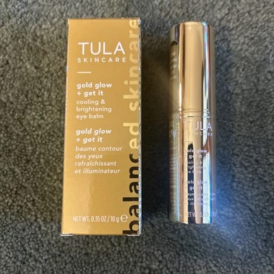 Cuidado de la piel TULA ~ Brillo dorado + Bálsamo para ojos refrescante e iluminador ~ 0,35 oz/10 g ~ Nuevo en caja Foto 1 de 4