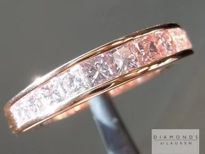 1.18cts Fancy Light Pink Princess Cut Wedding Band R4877 Diamonds by Lauren - Picture 1 of 10