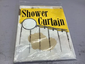 Vintage Shower Curtain Beige/Brown Floral Vinyl Clear Retro - Picture 1 of 2