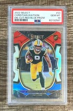 CHRISTIAN WATSON 2022 Panini Select Die-Cut Red/Blue Prizm Rookie Card RC PSA 10