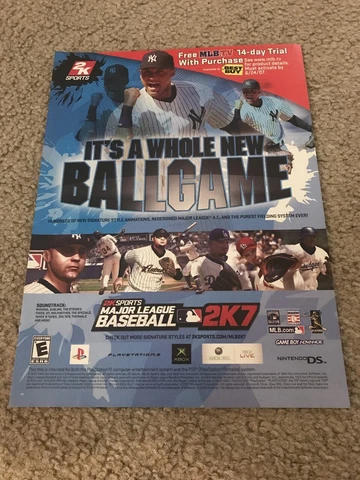 2007 MLB BASEBALL 2K7 XBOX PS2 Video Game Poster Print Ad DEREK JETER Cover