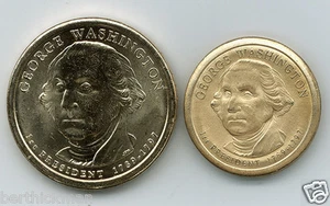 Nicht im Umlauf befindlicher Washington-Dollar, magnetisch auf den Durchmesser eines Nickels geschrumpft! - Bild 1 von 9