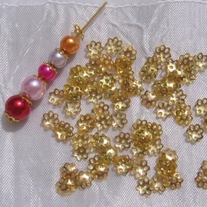 SET 200 GOLDENE SCHALEN 6 MM LOCH 1 MM FILIGRANE ZWISCHENPERLEN - O104 - Bild 1 von 3