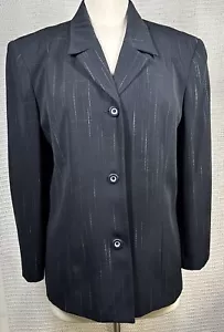 Blazer foderato Worthington taglia 16 - nero con sottili righe grigio bianco - Foto 1 di 11