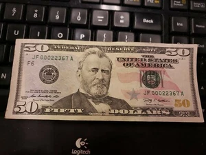 $50 Dollar Bill Note Fancy Low Count Serial Number JF 00022367 A Series 2009 - Picture 1 of 8