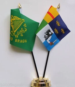 Irlanda Erin Go Bragh e Irlanda 4 Provincias Doble Amistad Mesa Bandera Set - Imagen 1 de 1