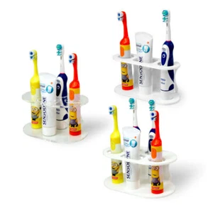 Wall Mounted Electric Toothbrush Holder Stand Clear White Bathroom Tidy - Picture 1 of 13