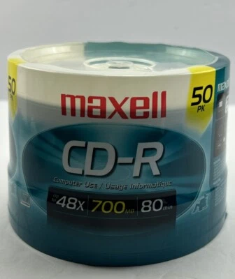50 Pack Maxell CD-R 48x 700 MB 80 Min CDs Sealed NEW - Image 1 of 2