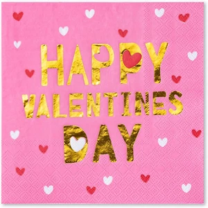50Pcs Valentines Paper Napkins - 3-Ply Pink Heart Luncheon Dinner Disposable Pap - Picture 1 of 7