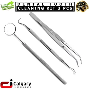 Dentist Scraper Pick Tool Tweezer Mirror Flos Remover Dental Tooth Cleaning Kit - Picture 1 of 10