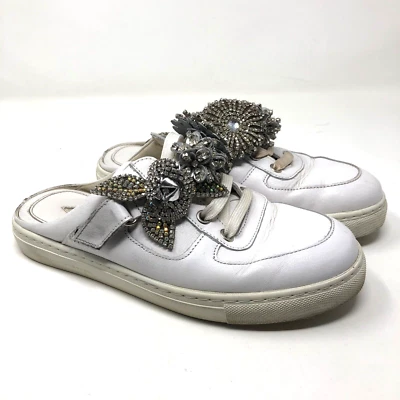 Sophia Webster Lilico Jessie Crystal Sneakers Mule White Leather Womens 37.5 7 - Imagem 1 de 4