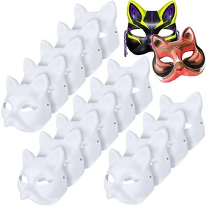 15 Pcs White Paper Cat Masks to Painted for Kids DIY Crafts Costume Cosplay - Picture 1 of 7