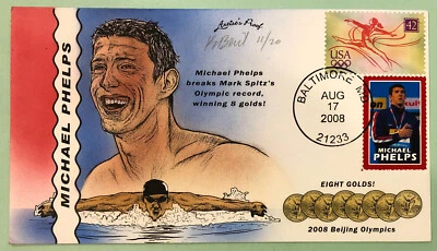 H&M Bevil 2008 Michael Phelps Olympic Record ARTIST PROOF 🔥 #11/20 Sc 4334 - Image 1 of 4