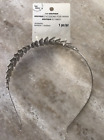 Boutique Silver Metal Headband Leaf Pattern with Rhinestones one size fits all