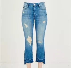 MOTHER The Insider Crop Step Fray Jeans Naughty Intentions Distressed Size 27 - Picture 1 of 17