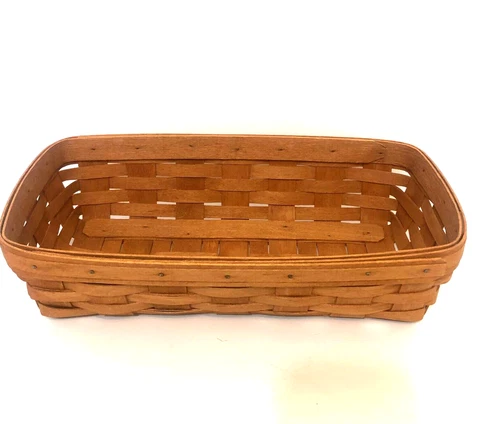 Longaberger Woven 1990 Basket  13" x 8" x 3.5" Signed Stamped KVJ Retired Cover