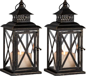 Lantern Decorative Indoor & Outdoor, 2 Pack Large Hanging Candle Lanterns Home D - Picture 1 of 7