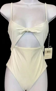 Mara Hoffman One Piece Swimsuit Pale Kia Avorio Tie Front Nwt Size Xs - Picture 1 of 10