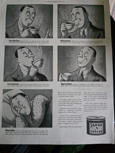 1935 Man drinking Sanka Coffee Steig Art Vintage ad - Picture 1 of 1