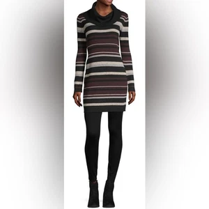BCX Dress XS Ribbed Striped Long Sleeve Turtleneck Sweater Dress - Picture 1 of 10