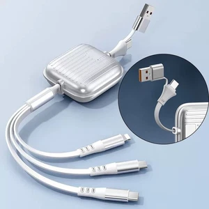 Câble de Charge 100W Multi USB Extensible 3 en 1 Câble de Charge Rapide pour iPhone USB TypeC - Photo 1/14