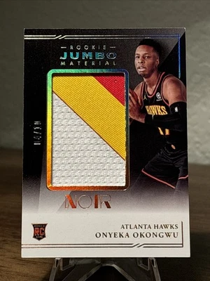2020-21 Panini Noir Onyeka Okongwu Rookie RC Jumbo Material Patch Gold /10 Hawks - Image 1 of 3