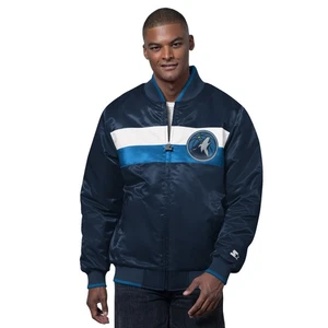 Hombres Starter Azul/Marino Minnesota Timberwolves The Ambassador Satin Varsity - Imagen 1 de 2