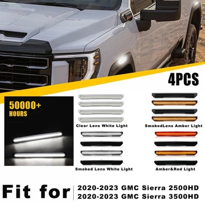 4 шт светодиодных габаритных огней со стороны крыла желтого цвета для 2020–2023 GMC Sierra 3500HD 2500HD - Изображение 1 из 4