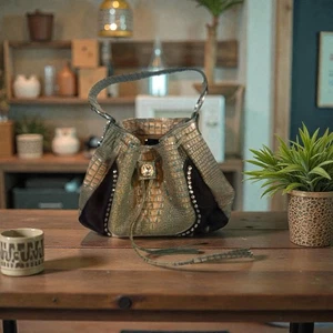 Raviani Ledertasche Damen türkis geprägt Krokodil und Haare - Bild 1 von 15