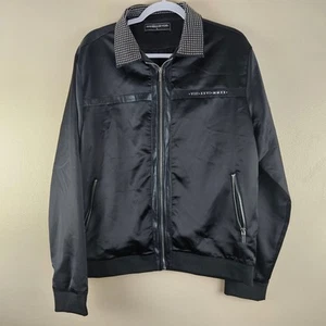 Maniere De Voir Goth Emo Nieten Satin Jacke Schwarz Größe L - Bild 1 von 7