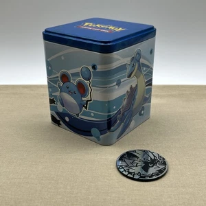 Pokemon Blue Collector Stacking Tin 2022 EMPTY Display Storage Box Lapras Marill - Picture 1 of 10