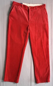 Vintage Polo Ralph Lauren Pants Mens 36x32 (31) Red Chino Corduroy Straight 90s - Picture 1 of 17