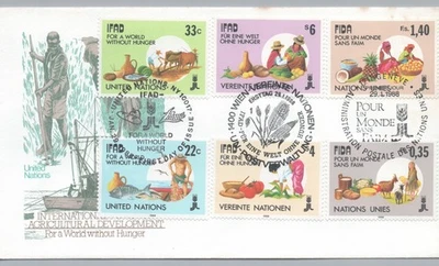 IFAD UNITED NATIONS AGRICULTURE FIRST DAY COVER (FDC) SET OF (6) ISSUED 1988 - Image 1 of 2