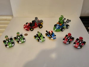 Super Mario Bros. Pull & Go Car Figure Lot, Luigi, Yoshi, Mario, Toad, Nintendo - Picture 1 of 4