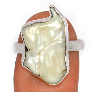 Natural Biwa Pearl 925 Sterling Silver Ring Jewelry s.9 CR35601