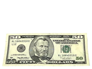 U.S. 1996 $50 FEDERAL RESERVE NOTE, CRISP, S/N AL 16640310 C (#502) - Picture 1 of 2